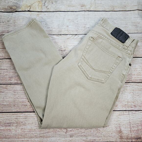 Bullhead Denim Co. Men's SLIM Tan Denim Jeans Logo Straight Leg 31Wx30L - Picture 1 of 9